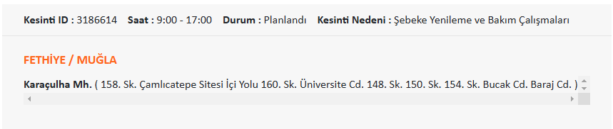 Elektrik Kesintisi Fethiye: 07 Ocak 2025 Salı