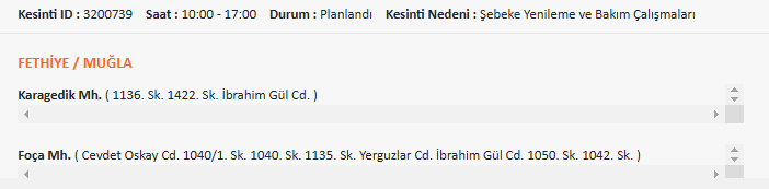 İşte Fethiye’de Elektrik Kesintisi Programı Haberi