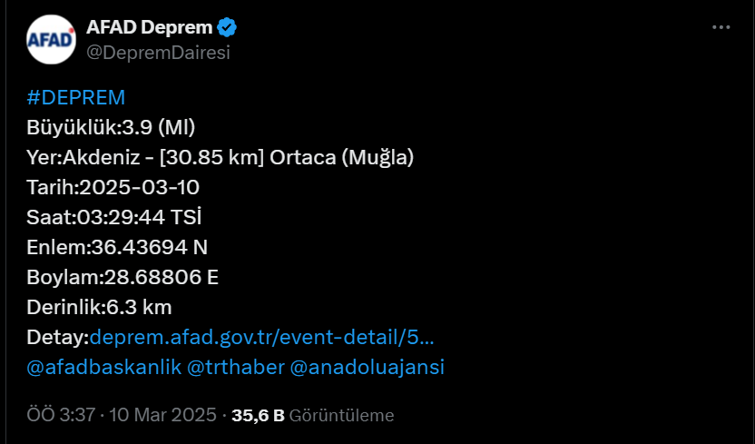 İşte Fethiye'de Deprem Korkuttu Haberi