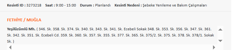 İşte Fethiye Elektrik Kesintisi: 17.06.2025 Haberi