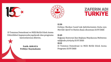 İşte Fethiye’de 15 Temmuz Programı Belli Oldu Haberi