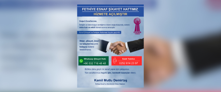 İşte Fethiye Esnaf Şikayet ve İletişim Hattı Hizmete Açıldı haberi