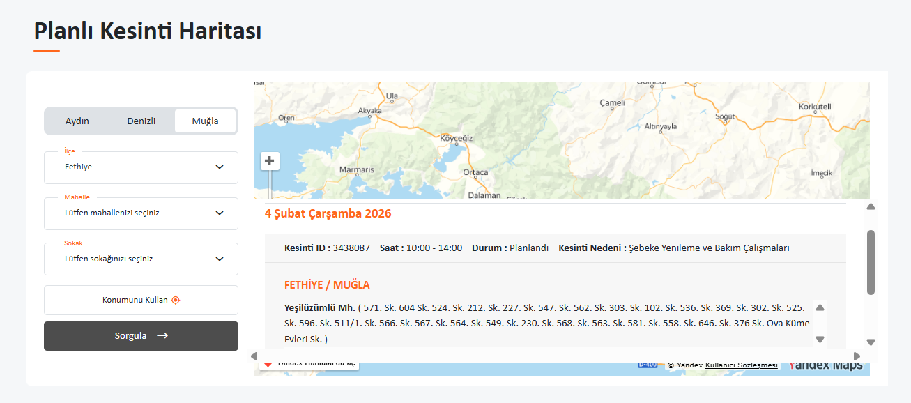 İşte Fethiye’de Yarın 7 Mahallede Saatlerce Elektrik Kesilecek haberi