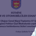 İşte Fethiye Şoförler ve Otomobilciler Esnaf Odası Olağan Genel Kurulu 7 Şubat’ta Yapılacak haberi