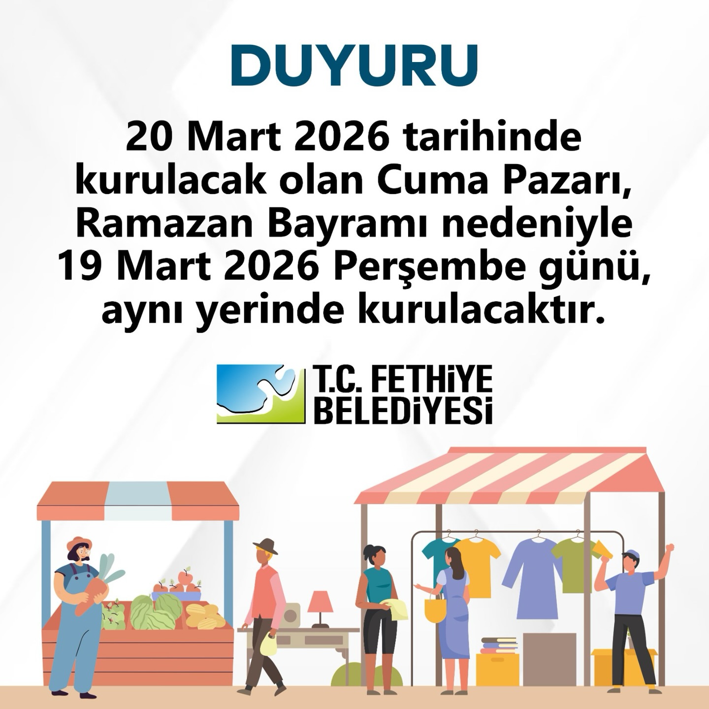 Ramazan Bayramı Nedeniyle Fethiye Cuma Pazarı Perşembe Günü Kurulacak