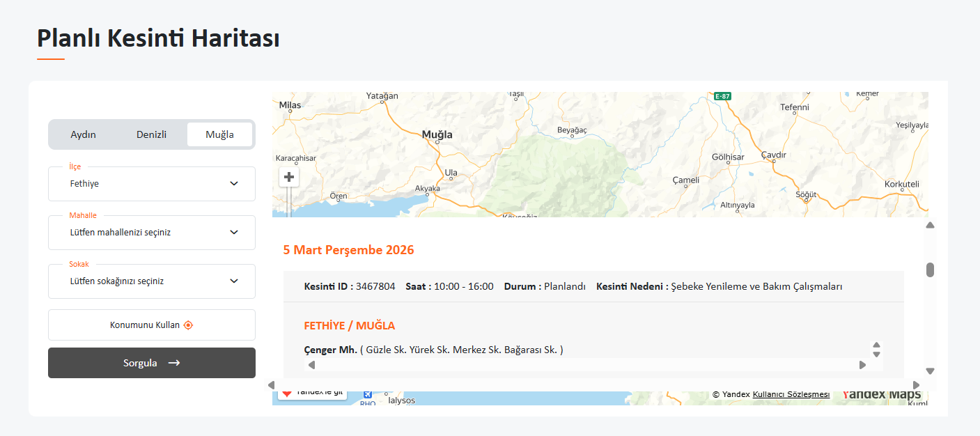 İşte Fethiyeliler Dikkat! 5 Mart Perşembe Elektrikler Kesilecek! haberi